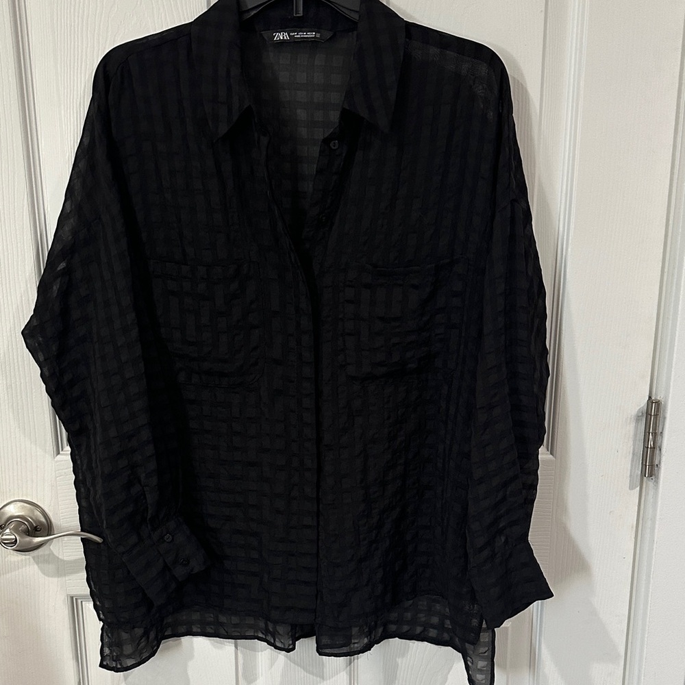 Zara sheet checkered oversized top size m